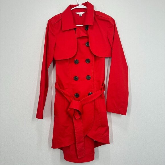 CAbi Style #334 Vibrant Cherry Red Convertible Trench Vest Size 4 Spring Coat - Picture 1 of 6